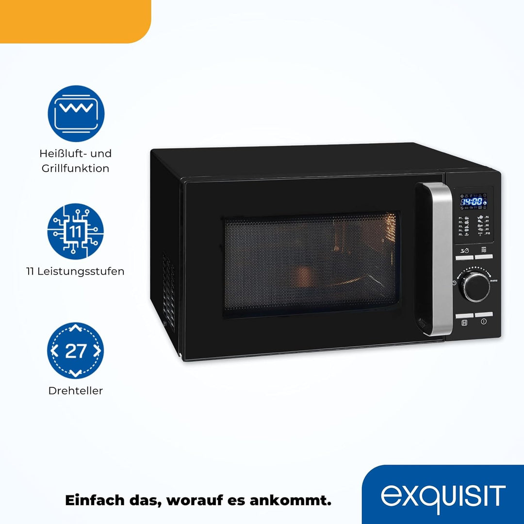 Exquisit Mikrowelle MW 8925-7 Hsw | 25 Liter Garraum | 900 Watt | 1950 W Grill | 1950 W Heissluft |