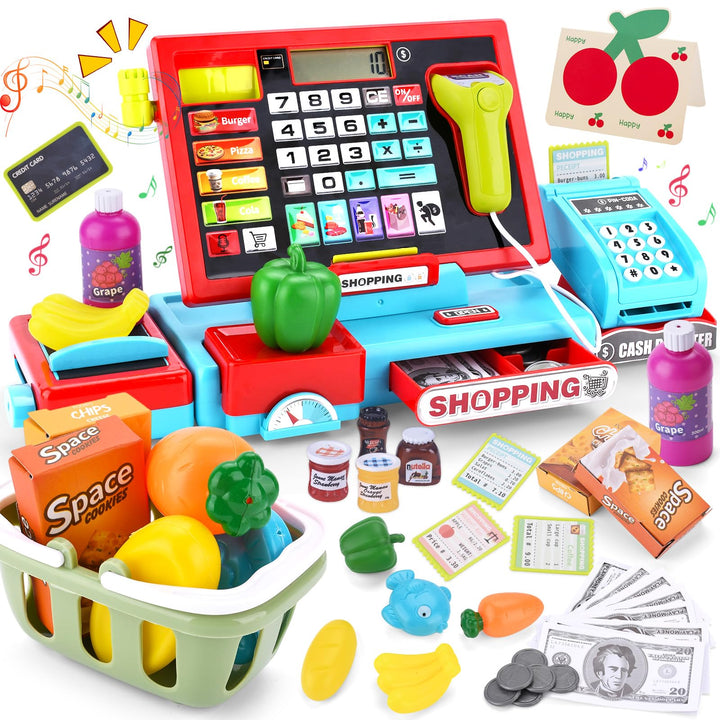 Elektronische Kasse Spielzeug für Kinder,Supermarktkasse für Kinder,Kinder Kasse Spielzeug,Spiel Sup