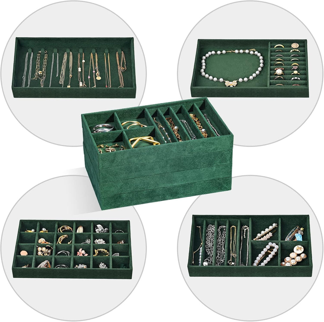 ProCase Schmucktablett Organizer mit 4 Schmuckschalen, Stapelbar Schmuck Schublade Organizer, Schmuc