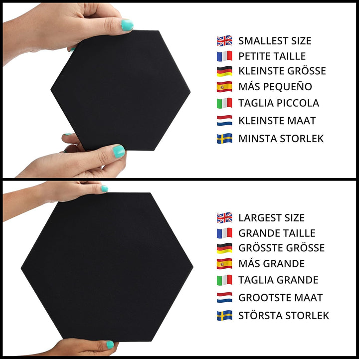 Belle Vous 4 Stk Sechseckige Leinwand Schwarz - 4 Verschiedene Grössen - Vorgespannte Schwarze Leinw