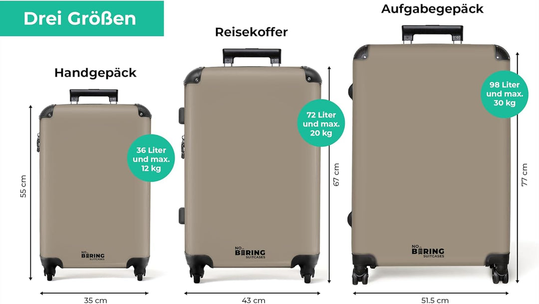 NoBoringSuitcases.com® Koffer XL Gross 77x51.5x28 cm Hartschale Reisekoffer 4 Rollen Leicht Koffer T