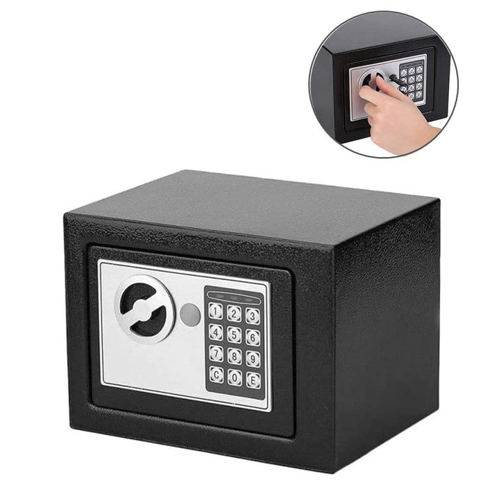 Kleiner elektronischer Mini-Safe, mobiler Sicherheitskasten, tragbarer digitaler Safe mit 2 Notöffnu