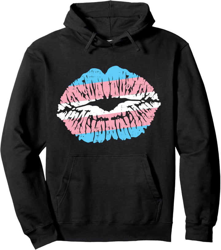 Transgender Pride Lips Kiss Trans Flag Transsexual LGBT Gift Pullover Hoodie