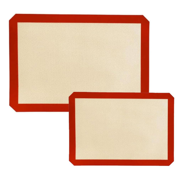 Rechteckiges Silikon, Antikleber, Lebensmittelsichere Backmatte, Packung von 2, Rot, 40x30cm, 30x21c