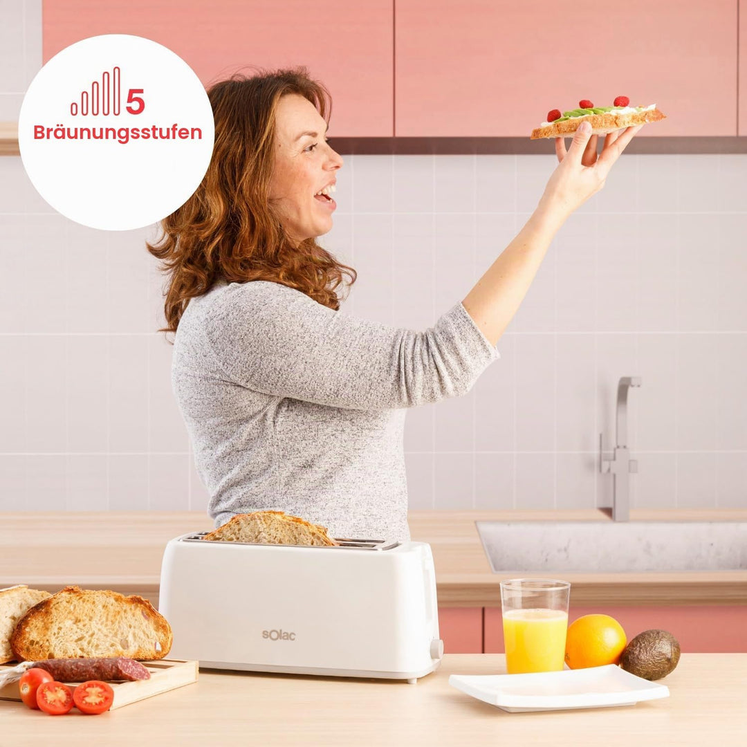 Solac - Toaster Buon Giorno Double 1200W | Zwei lange Schlitze | 6-stufiger Bräunungsregler | Selbst