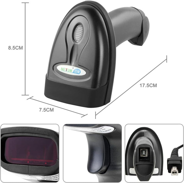 NETUM Wireless Barcode Scanner 2 in 1 2.4G Wireless & USB Wired 1D Laser Barcode Reader Handheld Bar