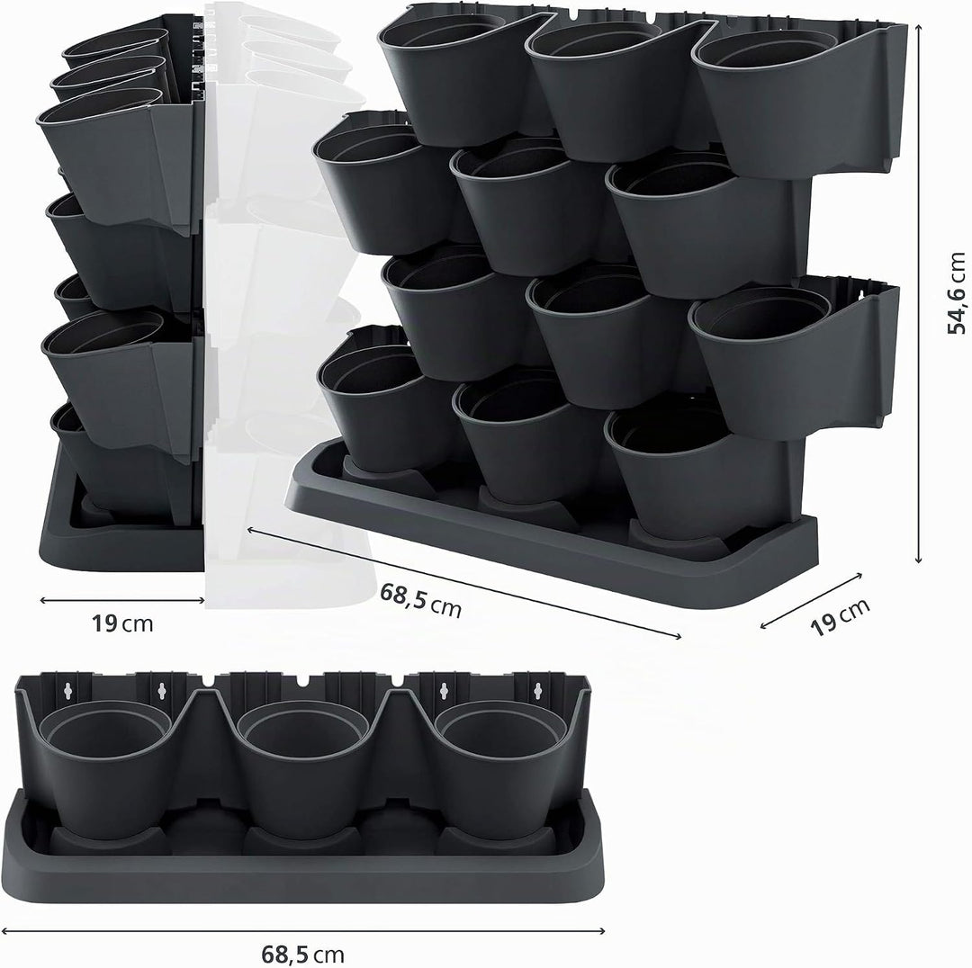 Macetero vertical Prosperplast Cascade Garden de plastico en color antracita 68,5 (largo) x 19 (anch