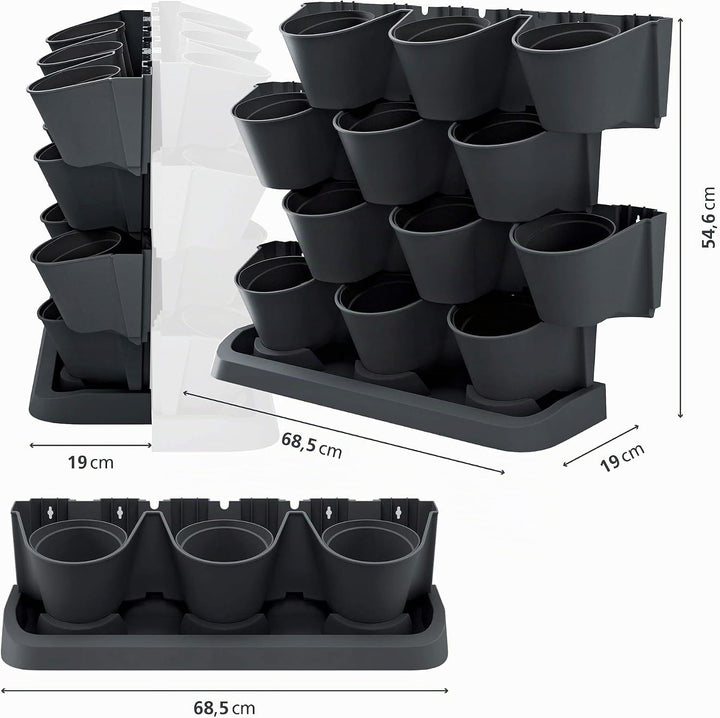 Macetero vertical Prosperplast Cascade Garden de plastico en color antracita 68,5 (largo) x 19 (anch