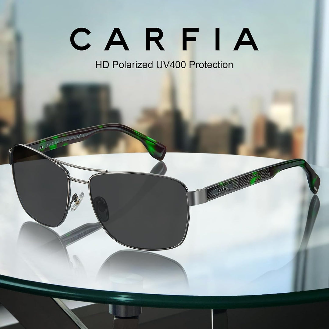 CARFIA Pilotenbrille Sonnenbrille Herren UV400 polarisierte Sportbrille mit ultraleichtem Metallrahm