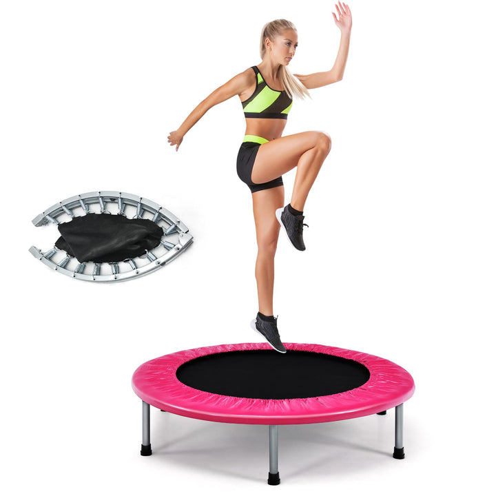 LIFEZEAL Faltbares Fitness-Trampolin Ø 97 cm, Mini-Trainingstrampolin mit Federn, robuster Stahlrahm