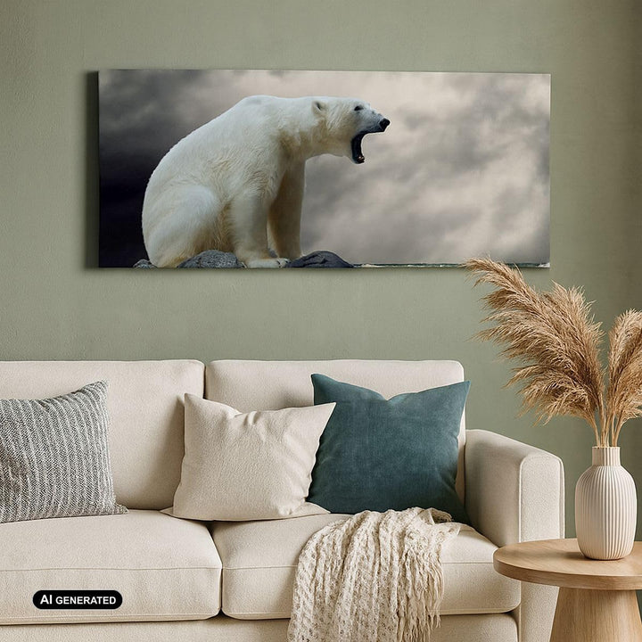Panorama Bilder auf Leinwand 100x40cm Leinwandbild Bär Tiere Wasser Eis Gross Wanddeko Bild Schlafzi