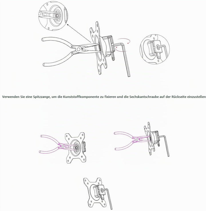 HFTEK 3-Fach-Monitorarm - Halter - Bildschirm - Wandhalterung für 3 Monitore von 15-27 Zoll mit VESA