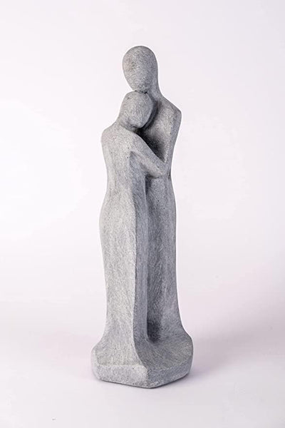 IDYL Moderne Skulptur Figur Sandsteinguss Liebespaar | wetterfest | grau | 15x14x45 cm | Dekoration