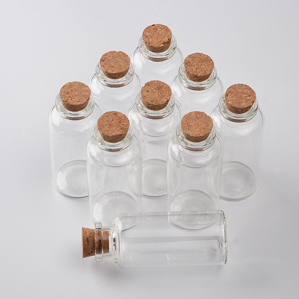 Jarvials 50pcs Leere Glasflaschen mit Korken Lucency Fläschchen Gläser Behälter für Lebensmittel Flü