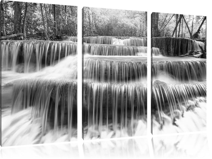 Pixxprint Wasserfall im Regenwald als Leinwandbild/Grösse: 3 Teilig (120x80) cm/Wandbild/Kunstdruck/