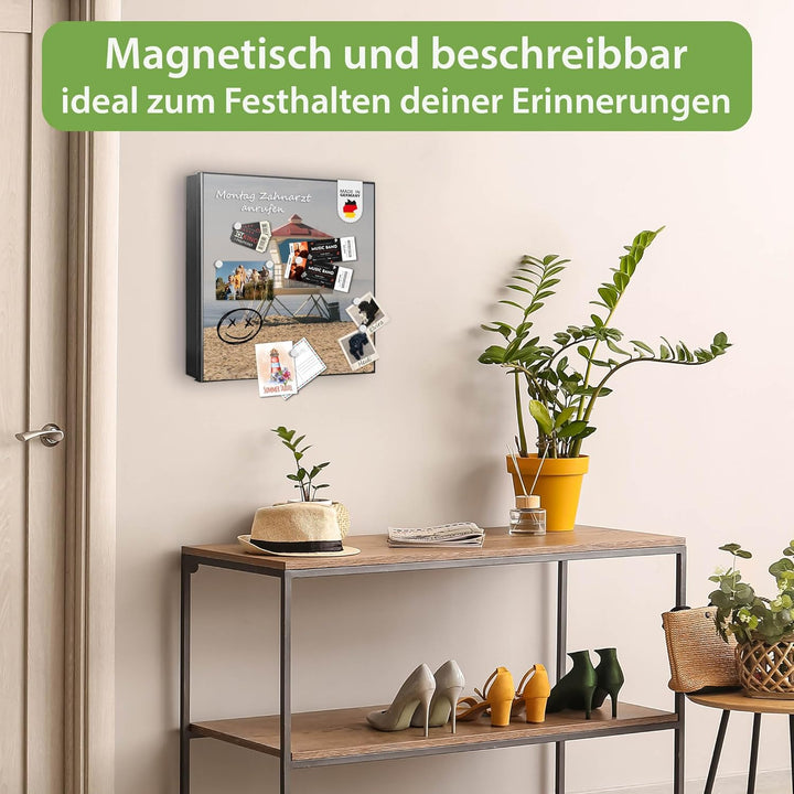 banjado Grosser Schlüsselkasten Glas - Schlüsselbox 30x30cm mit 50 Haken - Schlüsselkasten modern fü