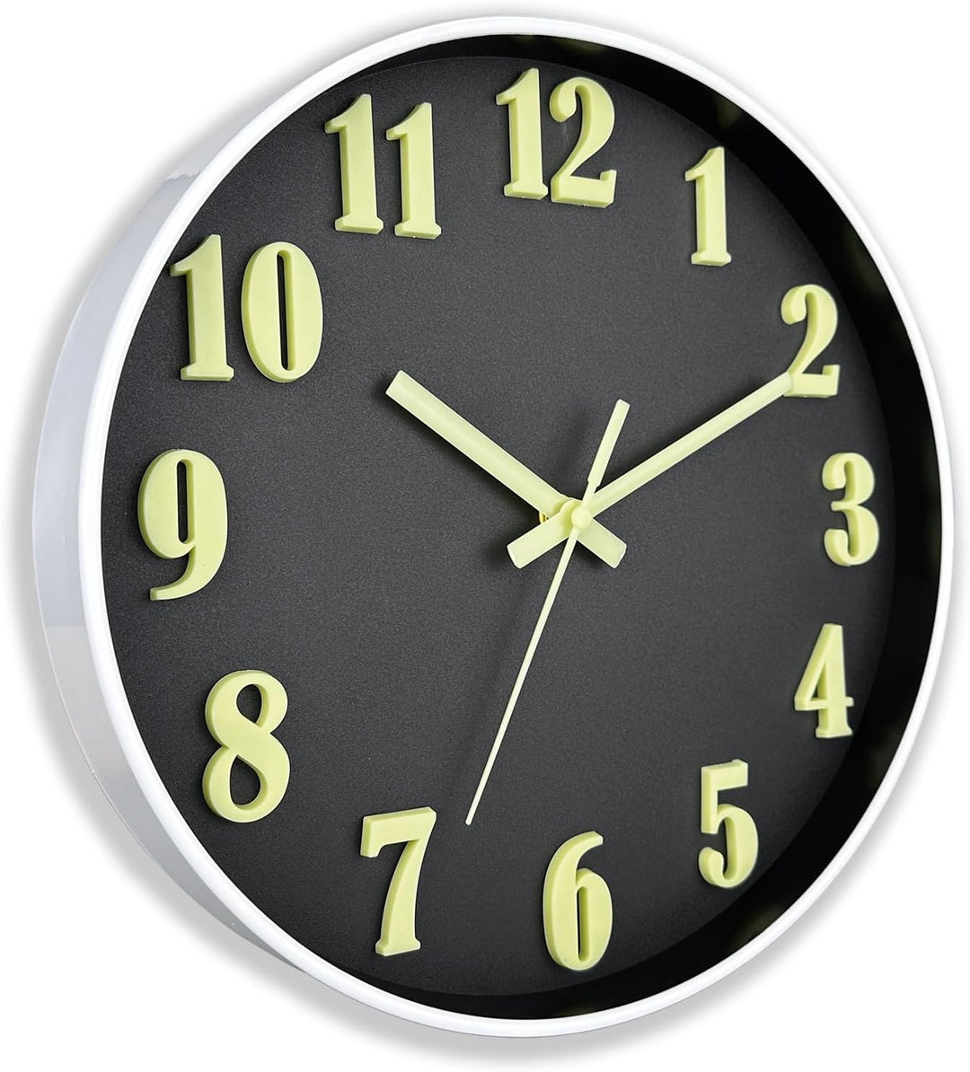 DIYZON 3D Schriftart Leuchtende Wanduhr, Geräuschlos, Nicht tickend, 30 cm, Nachtlicht-Wanduhren, Ba