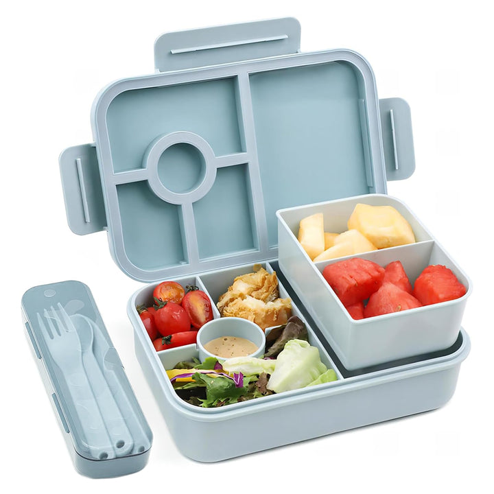 Bugucat Brotdose Kinder mit Fächern 1300ML, Auslaufsicher Lunchbox Kinder, Bento Box mit Besteckset,