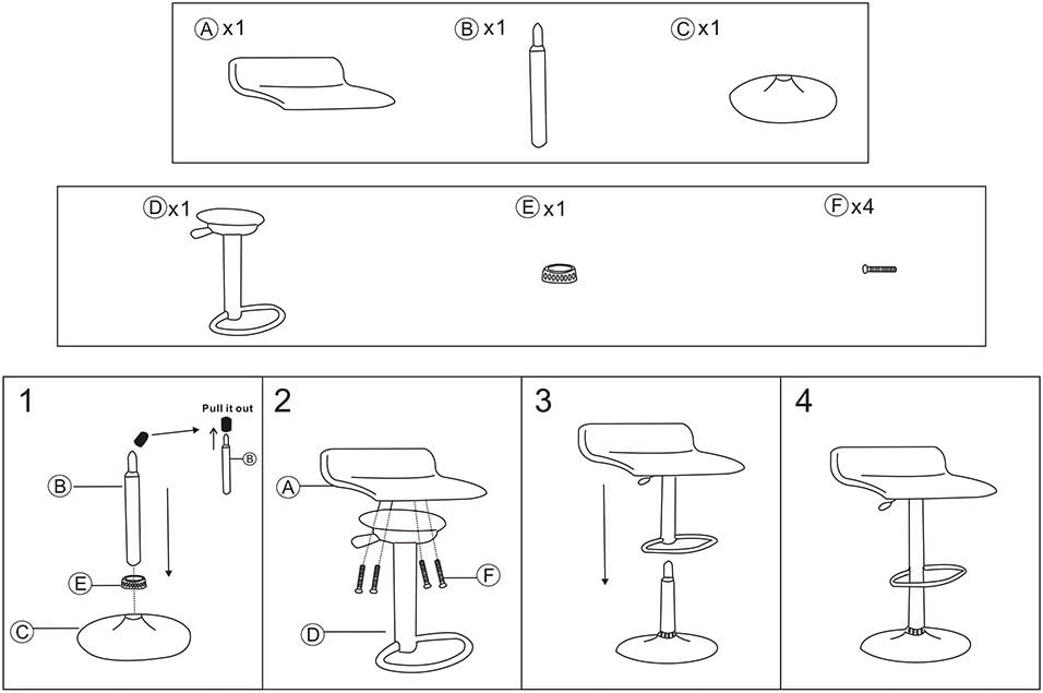 Baiyun Barhocker 2er Set, Modernes PU -Leder Barhocker Höhenverstellbar, Metall Bar Hocker Basis mit