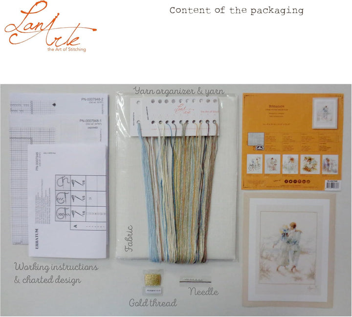 Lanarte Zählmusterpackung Romatisches Paar Kreuzstichpackung, Baumwolle, Mehrfarbig, 29 x 39 x 0.3 c