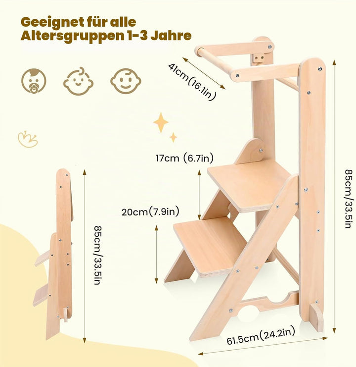 Helangel Lernturm ab 1 Jahr,Lernturm klappbar Montessori Learning Tower,Lernturm Für Kinder, für Küc