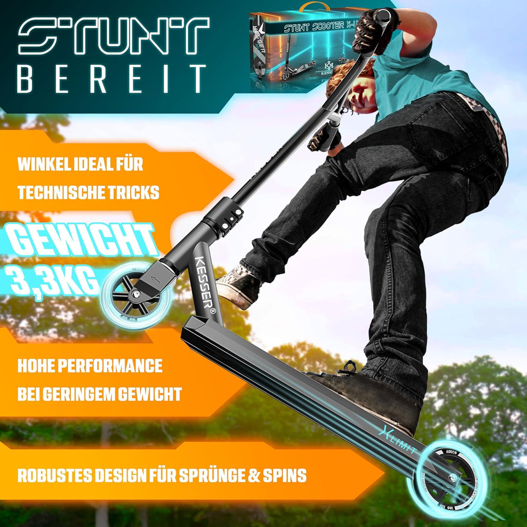 KESSER® Stunt Scooter X-Limit - 360° Lenkung Robuster Funscooter Stuntscooter mit ABEC 9 Kugellagern