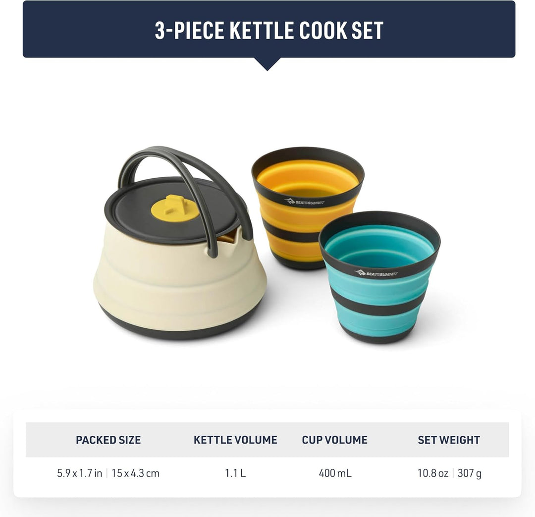 Sea to Summit Frontier Ultraleichtes faltbares Wasserkocher-Set 2 Personen (Wasserkocher, 2 x Tassen
