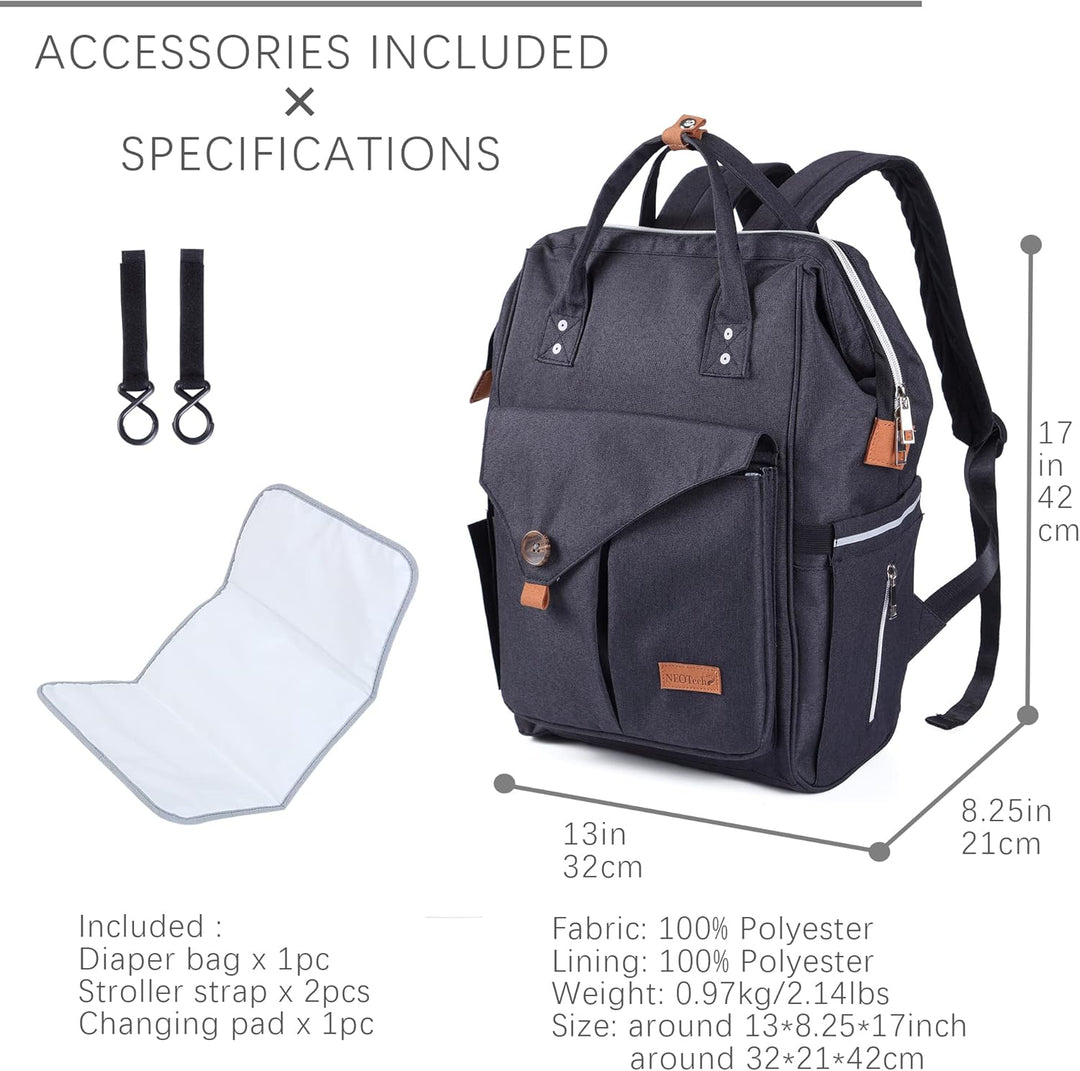 NEOtech Care Wickeltasche Rucksack für Baby Mädchen/Junge, breite Öffnung, Multifunktions-Organisati