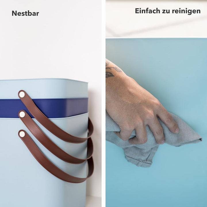 Rotho Albula Einkaufskorb, Kunststoff (PP recycelt), blau, 40l, (39,8 x 35,5 x 34 cm)