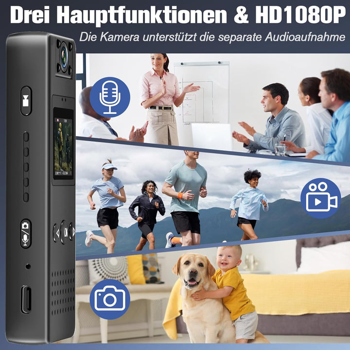 cyi Mini Action Kamera, Tragbare Body Camera mit 180° Drehbarem Objektiv, FHD Körperkamera Mini mit