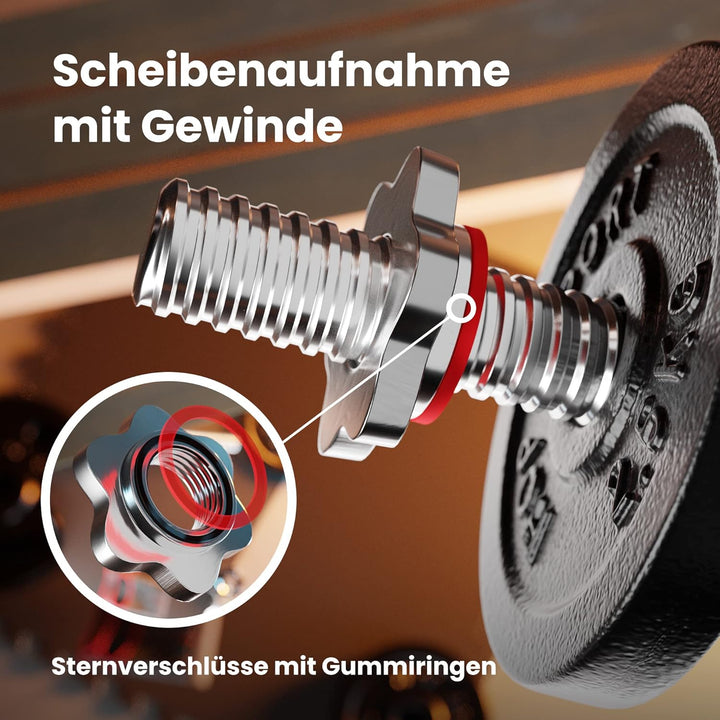 Hop-Sport Hantelstangenset mit Langhantelstange & SZ-Curlstange, 30mm Durchmesser, Hochwertiger verc
