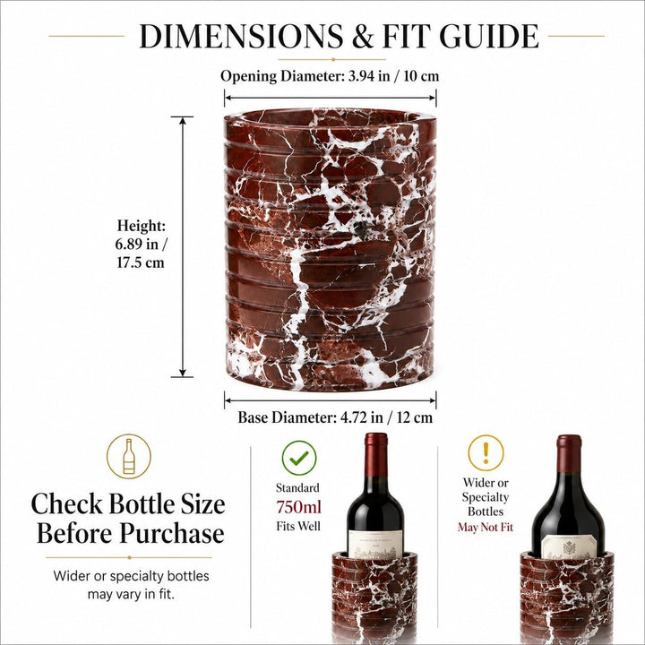 Marmor Weinkühler für 750 ml Flaschen, violett-rote Naturstein Deko | Red Stone Weinflaschenkühler,