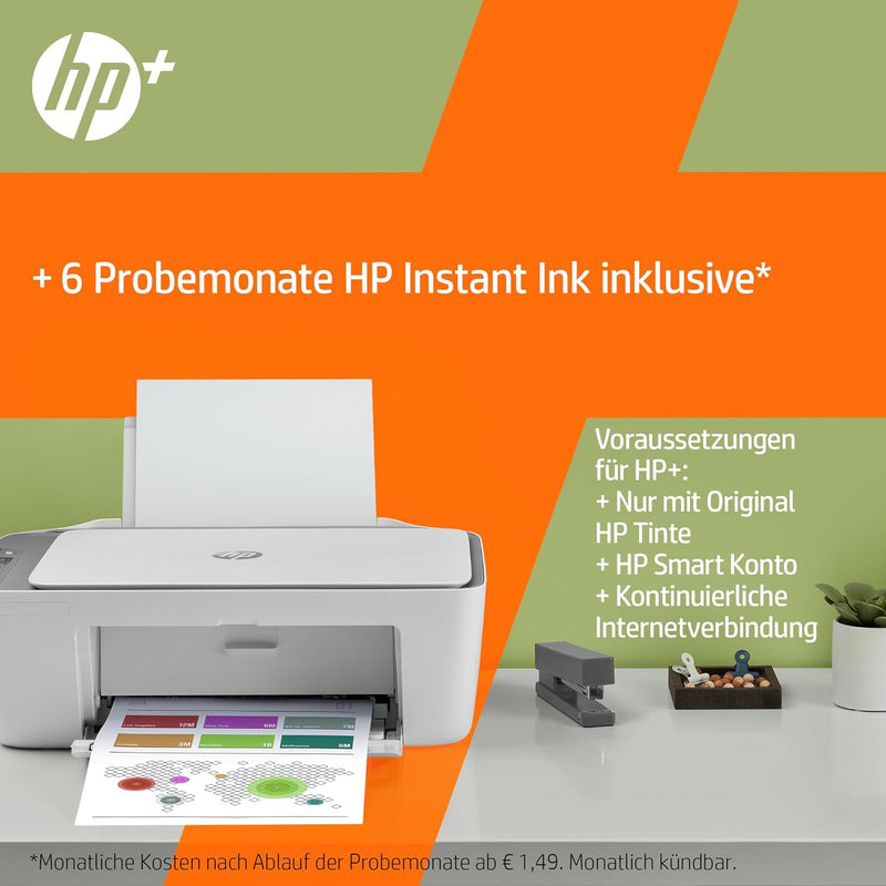 HP DeskJet 2720e Multifunktionsdrucker, 6 Monate gratis drucken mit HP Instant Ink inklusive, Drucke
