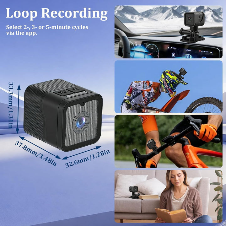 Mini Action Cam WiFi 1080P HD &amp; 120° Weitwinkel wasserdichte Sportkamera mit Loop-Aufnahme 900 mAh A