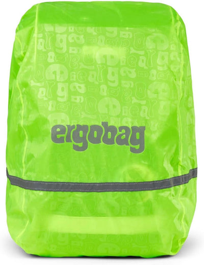 ergobag Regenschutz für Schulranzen und Rucksack, wasserdicht, mit Reflektoren und Gummizug Grün - H