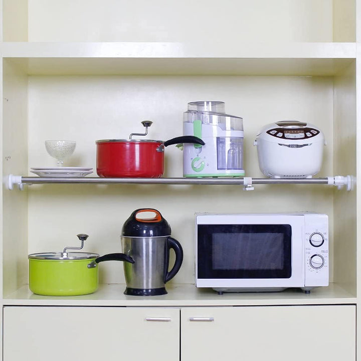 BAOYOUNI Teleskop Garderobensystem Ohne Bohren Regaltrenner Robuster Organizer Regal 5 Edelstahl-Sta