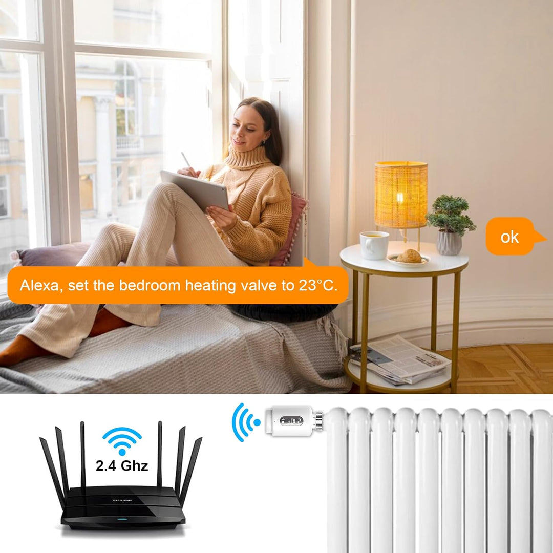 Smart Heizkörperthermostat mit APP WLAN ANTELA Digitales Display zur Kontrolle der Heiztemperatur, K