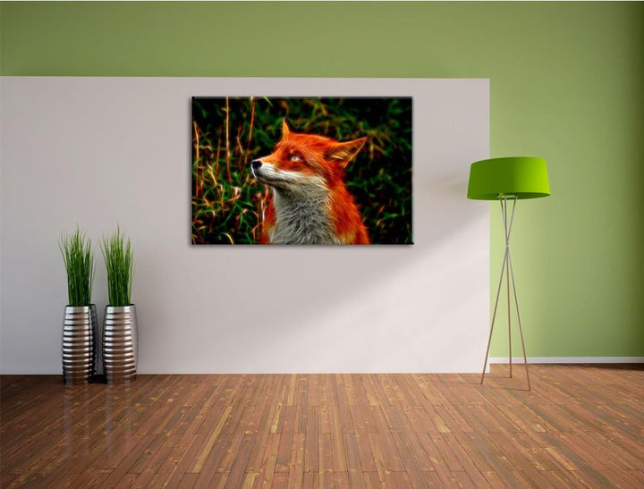 Süsser Fuchs im Wald, Format: 100x70 auf Leinwand, XXL riesige Bilder fertig gerahmt mit Keilrahmen,
