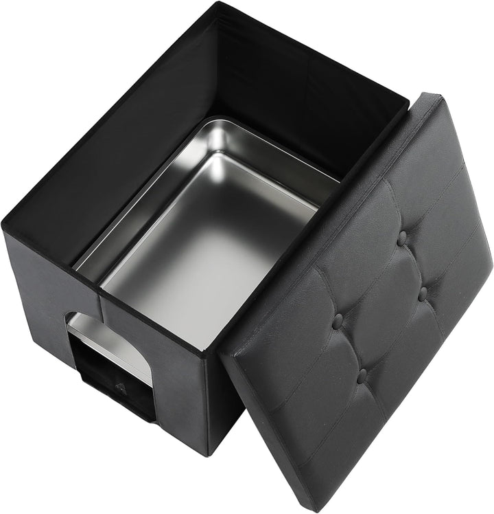 MEEXPAWS Katzentoilette aus Edelstahl, versteckt, Katzentoilette, Katzentoilette, Aufbewahrungsschra