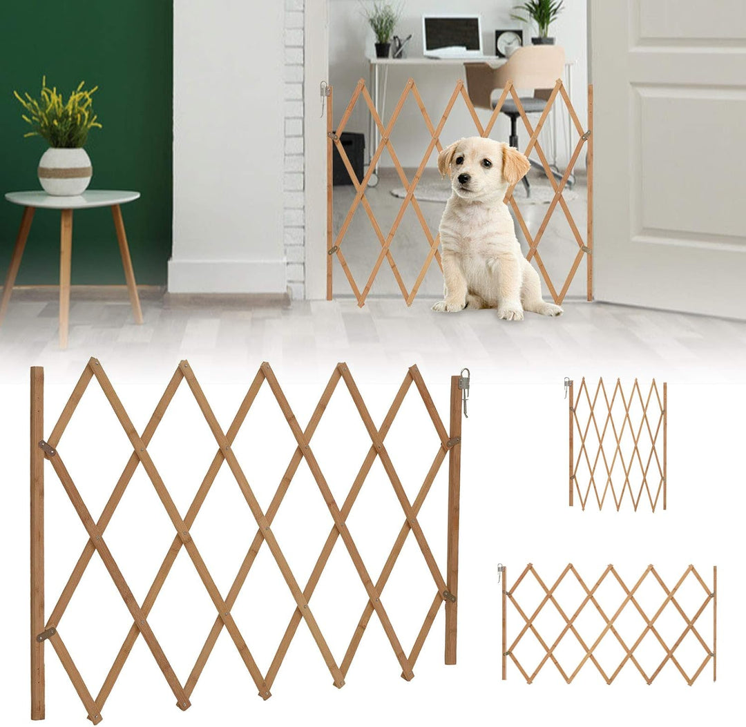 Trintion Hundeabsperrgitter Ausziehbar Hunde Absperrgitter Treppengitter Verstellbar Holz Hundezaun