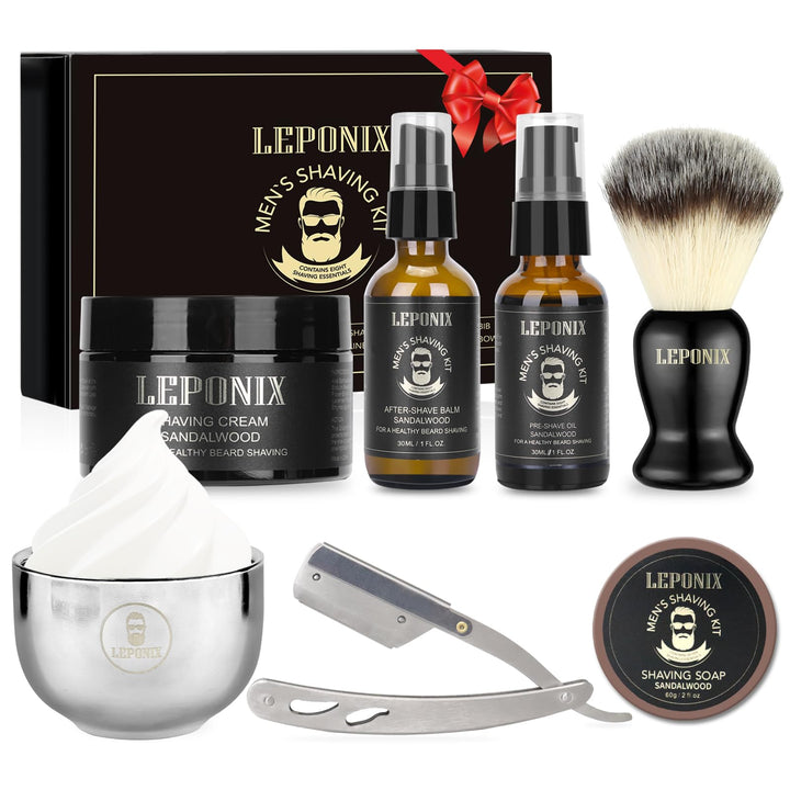Rasierset für Männer, Aftershave-Geschenkset für Männer, mit Sandelholz-Rasiercreme, Aftershave-Bals