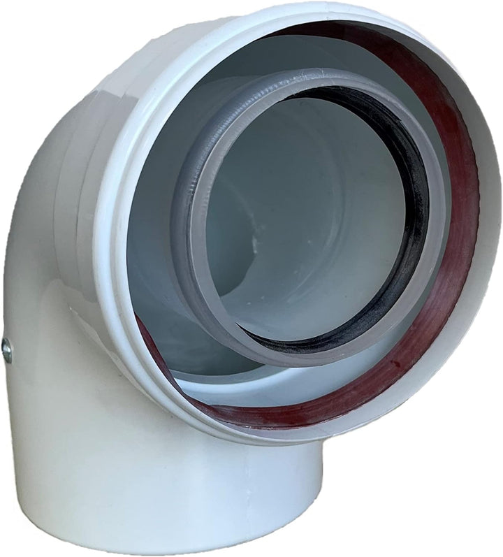 Uzman-Versand, 90° Konzentrische Luft-/Abgasbogen Ø 80/125 mm, Innen Kunststoff PP/Aussenrohr Kunsts