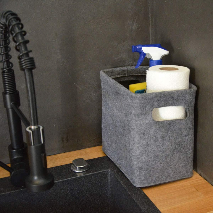 DuneDesign Filz Aufbewahrungsbox für Bad und WC - dekorativer Badkorb aus stabilem Filz zur Toilette