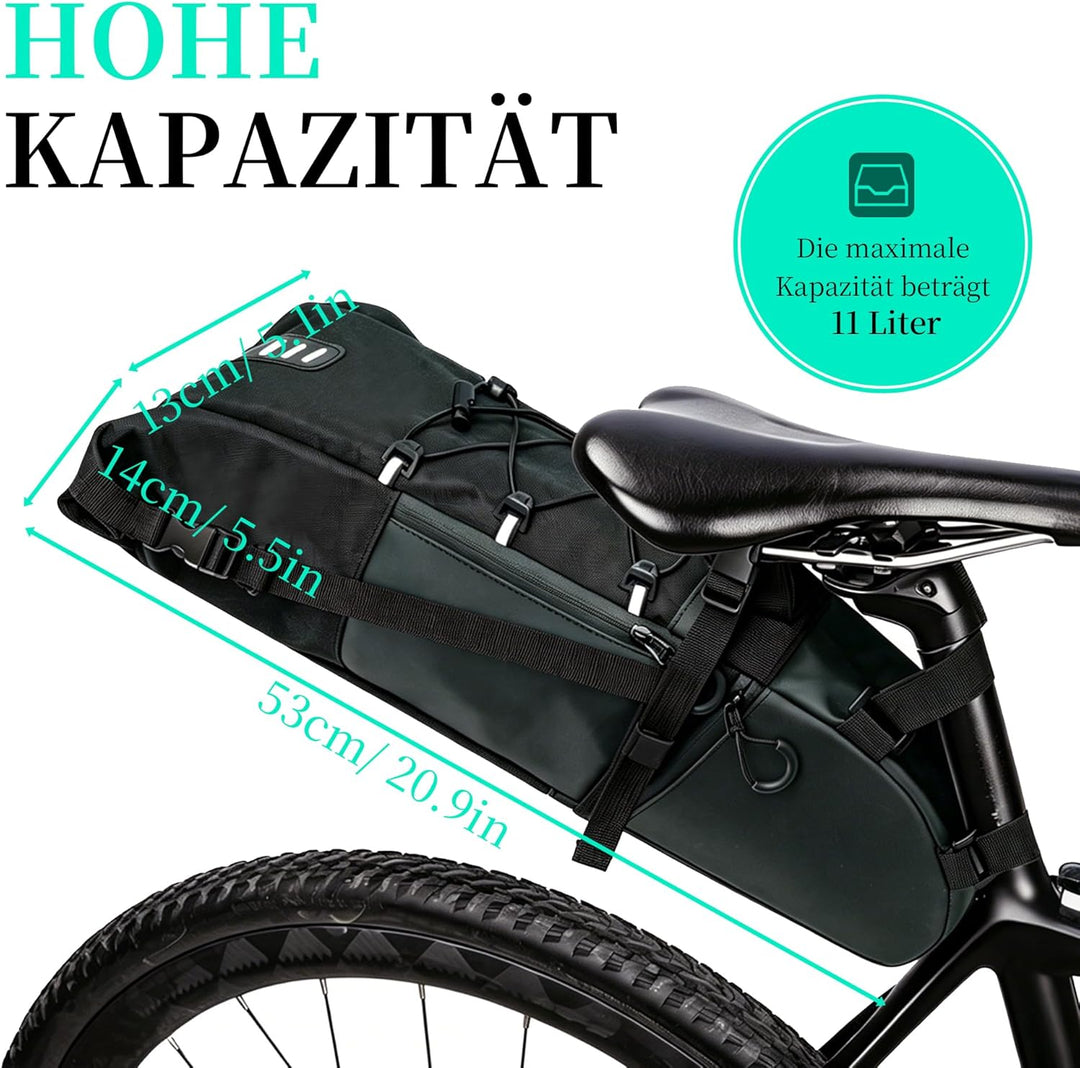 AUMTISC Fahrrad Satteltasche 11L,Sitztasche Aufbewahrungstasche für Outdoor Rennräder Fahrräder, Mou