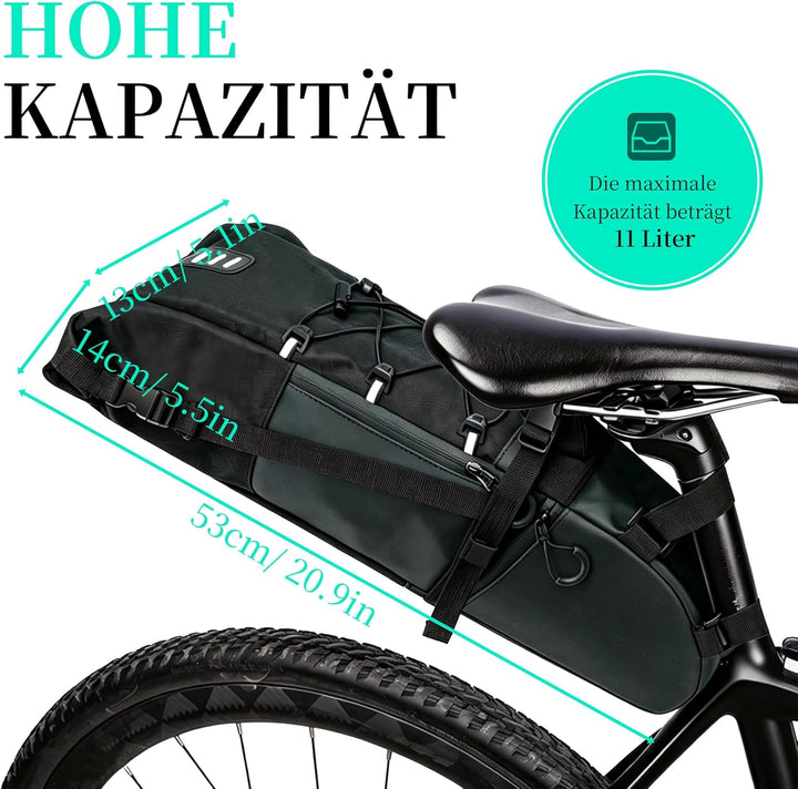 AUMTISC Fahrrad Satteltasche 11L,Sitztasche Aufbewahrungstasche für Outdoor Rennräder Fahrräder, Mou