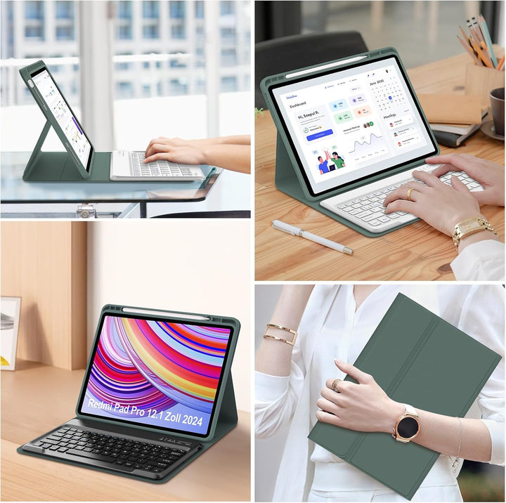 IVEOPPE Tastatur Hülle für Xiaomi Redmi Pad Pro, Tastatur Redmi Pad Pro 12,1 Zoll 2024, Bluetooth Ma