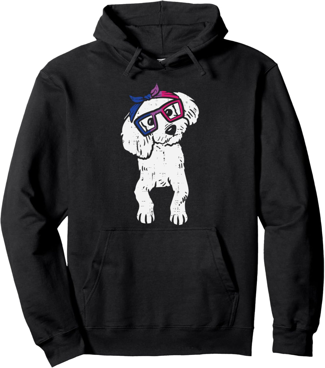 Poodle Dog Bandana LGBTQ Bisexual Flag Gay Pride Bi Lover Pullover Hoodie