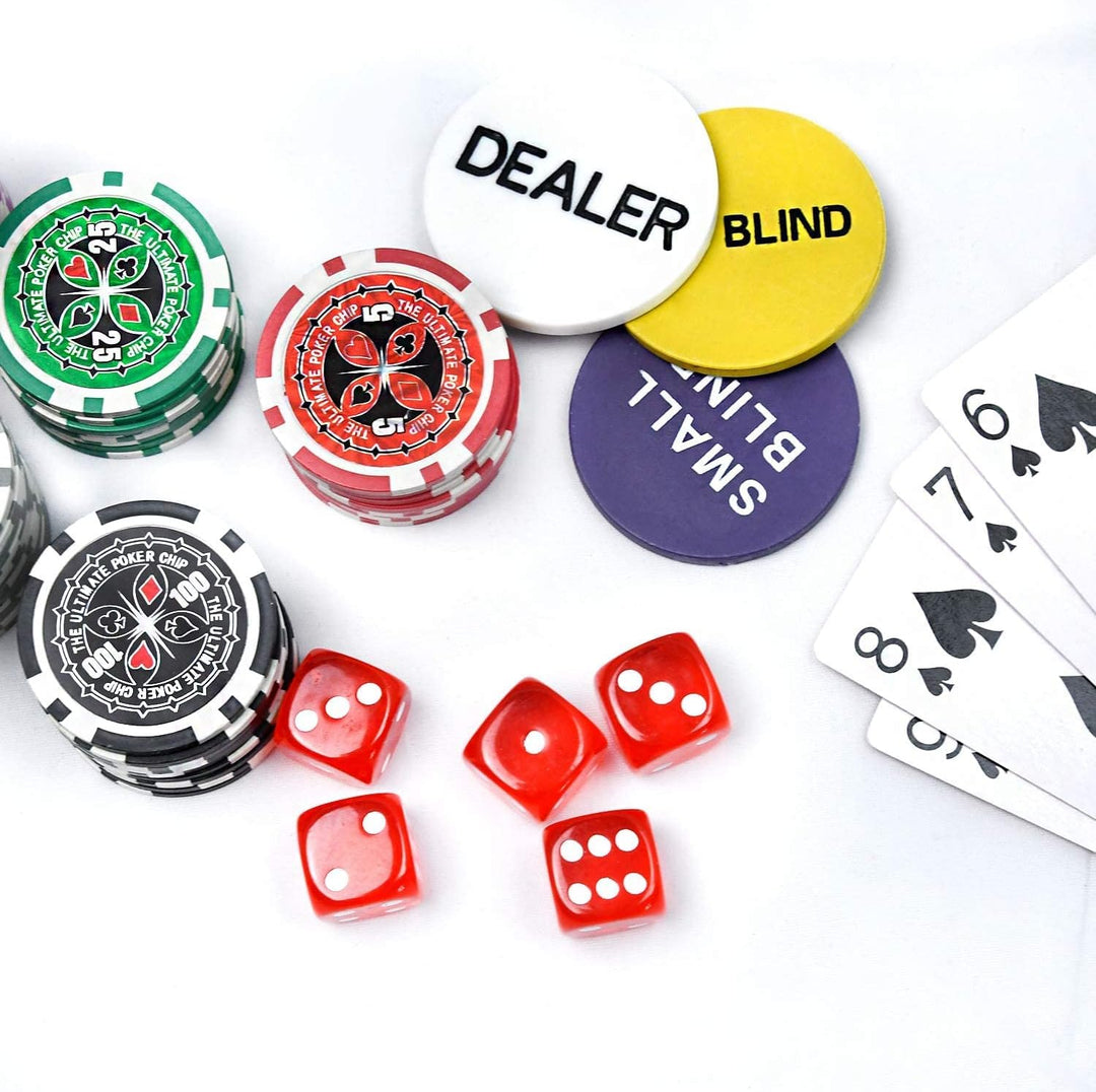 LARS360 Pokerkoffer mit 500 Laser Pokerchips, 11,5g Abschliessbar Pokerkarten Zubehör Deluxe Pokerse
