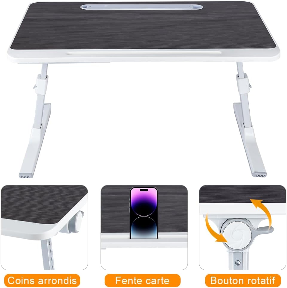 OHMG Betttisch, Laptop-Ständer, faltbar, höhenverstellbar, grosser Betttisch zum Arbeiten, Lesen und