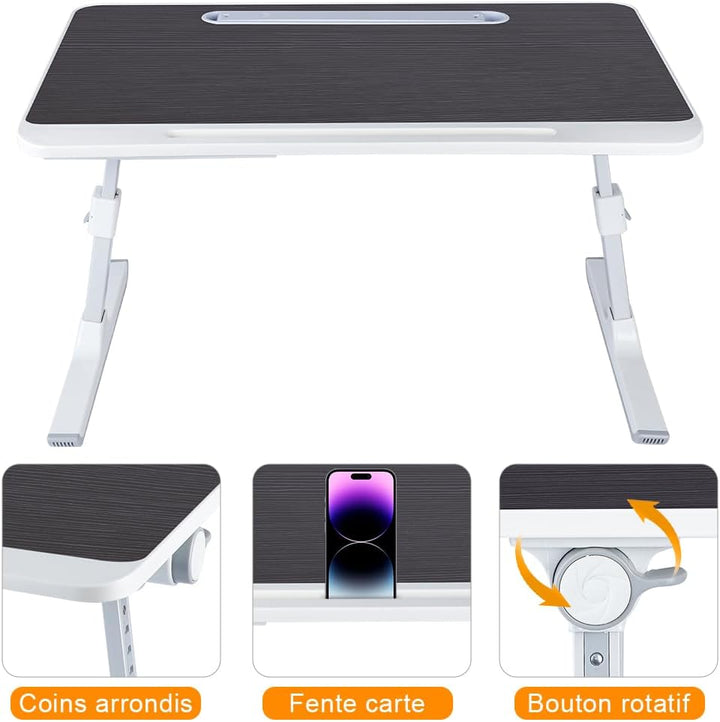 OHMG Betttisch, Laptop-Ständer, faltbar, höhenverstellbar, grosser Betttisch zum Arbeiten, Lesen und